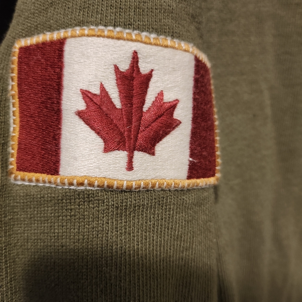 🇨🇦 Roots Men's Camp Henley Hoodie With Patches Olive Green Size XS - Picture 5 of 9